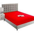 thumbnail image 1 of Fitted Sheets, 500-TC Egyptian Cotton, Cal-King (72" x 84") Size Fitted Sheet, 1-PC Fitted Sheet Only, Cal-King Size Size Fits 23-30" Deep Pocket Sheets, Red, 1 of 4
