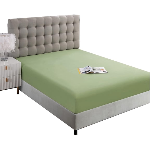 Fitted Sheets, 500-TC Egyptian Cotton, California Queen (60" x 84") Size Fitted Sheet, 1-PC Fitted Sheet Only, Cal-Queen Size Size Fits 13-15" Deep Pocket Sheets, Sage Green