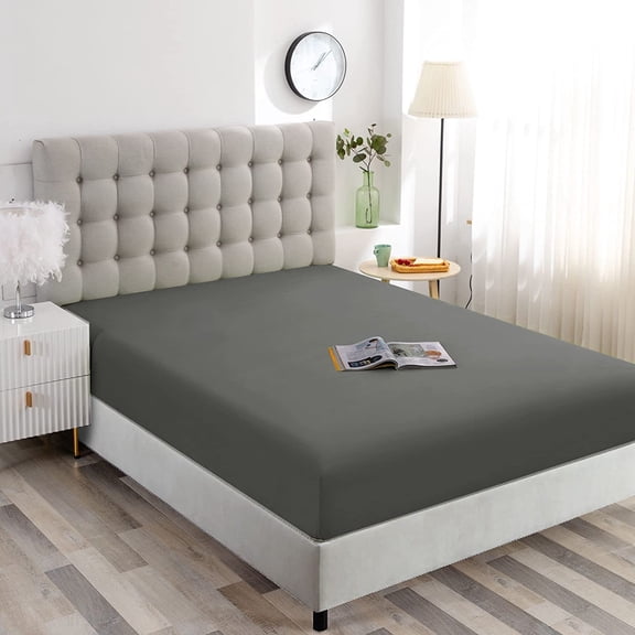 Fitted Sheets, 500-TC Egyptian Cotton, Full (54" x 75") Size Fitted Sheet, 1-PC Fitted Sheet Only, Full Size Size Fits 16-18" Deep Pocket Sheets, Dark Grey