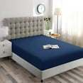 thumbnail image 1 of Fitted Sheets, 500-TC Egyptian Cotton, Full XL (54" x 80") Size Fitted Sheet, 1-PC Fitted Sheet Only, Full XL Size Size Fits 19-22" Deep Pocket Sheets, Navy Blue, 1 of 4