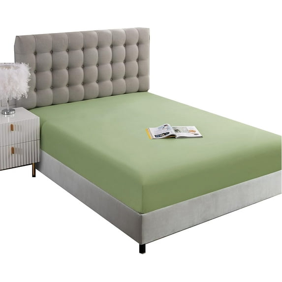 Fitted Sheets, 500-TC Egyptian Cotton, Full XXL (54" x 84") Size Fitted Sheet, 1-PC Fitted Sheet Only, Full XXL Size Size Fits 6-8" Deep Pocket Sheets, Sage Green