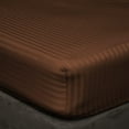 thumbnail image 1 of Fitted Sheets, 500-TC Egyptian Cotton, King (76" x 80") Size Fitted Sheet, 1-PC Fitted Sheet Only, King Size Size Fits 23-30" Deep Pocket Sheets, Chocolate Stripe, 1 of 4