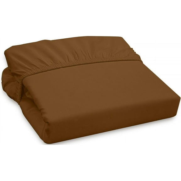 Fitted Sheets, 500-TC Egyptian Cotton, Super Single (48" x 84") Size Fitted Sheet, 1-PC Fitted Sheet Only, Super Single Size Size Fits 23-30" Deep Pocket Sheets, Chocolate