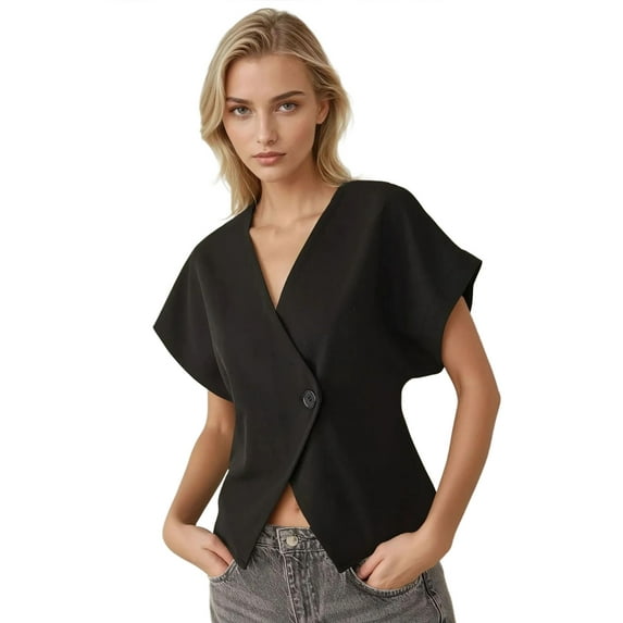 Fitted Shoulder Detail V-Neck Waistcoat