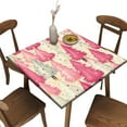 thumbnail image 1 of Fitted Table Cloth for Card Table, Pink and White Christmas Tree Pattern Printed on Polyester Card Table Covers Fitted Square, Great for Cafes & Offices, Fit for 32" x 32" Square Tables, 1 of 4