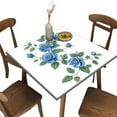 thumbnail image 1 of Fitted Table Cloth for Square Table, Blue Rose Garland Pattern Printed on Polyester Elastic Table Cover, Fits Picnics & Outdoor Events, Fit for 32" x 32" Square Tables, 1 of 4