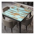 thumbnail image 1 of Fitted Table Cover Elastic Edged Polyester Waterproof Table Cloths, Wooden Plank Painted in Blue, Fitted Square Tablecloth Table Cloths for Banquet, Fits for 42"x42" Table, 1 of 5