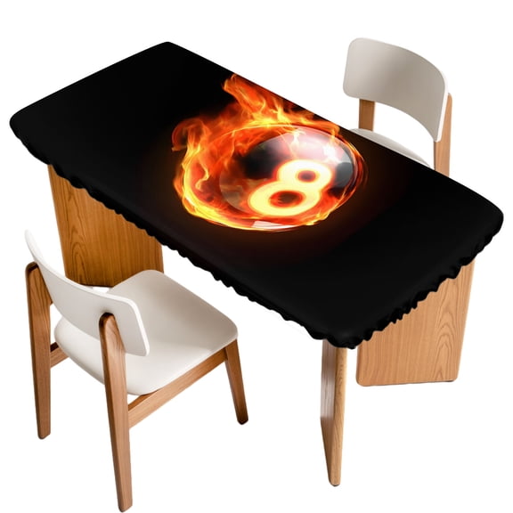 Fitted Tablecloth for 3 ft Rectangle Tables Flame Billiards Table Cover with Elastic Edge Sports Black Waterproof Table Clothes for Patio Garden Dinner Party Picnic Indoor Outdoor Decor