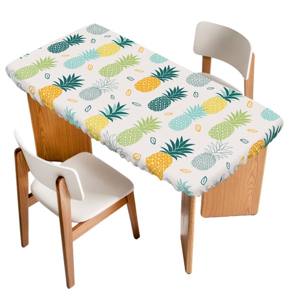 Fitted Tablecloth for 3 ft Rectangle Tables Pineapple Table Cover with Elastic Edge Summer Tropical Fruit Waterproof Table Clothes for Patio Garden Dinner Party Picnic Indoor Outdoor Decor