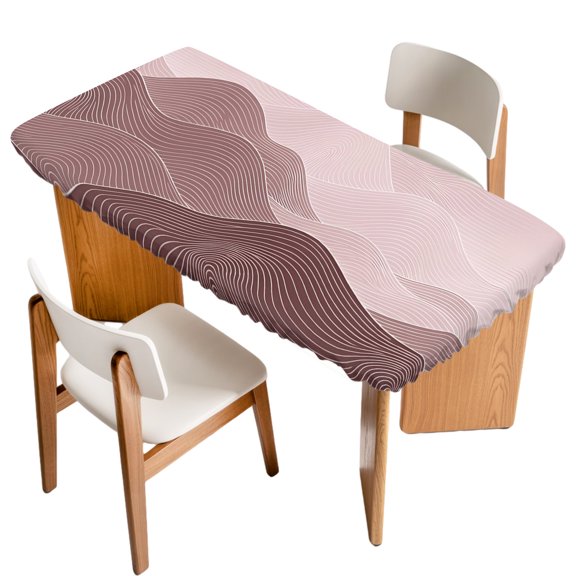 Fitted Tablecloth for 3 ft Rectangle Tables Pink Mountain Ridges Table Cover with Elastic Edge Topographic Lines Peaks Waterproof Table Clothes for Patio Garden Dinner Party Picnic Decor
