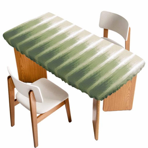 Fitted Tablecloth for 3 ft Rectangle Tables Sage Green Stripes Table Cover with Elastic Edge Ombre Striped Lines Drips Waterproof Table Clothes for Patio Garden Dinner Party Picnic Decor