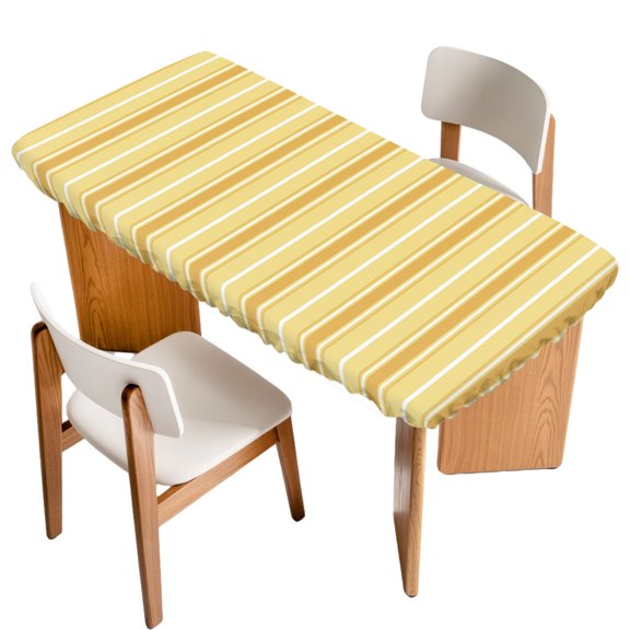Fitted Tablecloth for 3 ft Rectangle Tables Yellow Stripes Table Cover with Elastic Edge Parallel Vertical Lines Waterproof Table Clothes for Patio Garden Dinner Party Picnic Indoor Outdoor Decor