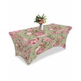 Fitted Tablecloth 6ft Pink Rose Floral Rectangular Tablecloths Stretch ...
