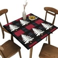 thumbnail image 1 of Fitted Tablecloth for Card Table, Christmas Trees Pattern Printed on Stain Resistant Square Outdoor Table Cover, Use for Trade Show Booth Exhibition, Fit for 36" x 36" Square Tables, 1 of 4