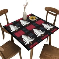 Fitted Tablecloth for Card Table, Christmas Trees Pattern Printed on Stain Resistant Square Outdoor Table Cover, Use for Trade Show Booth Exhibition, Fit for 36" x 36" Square Tables