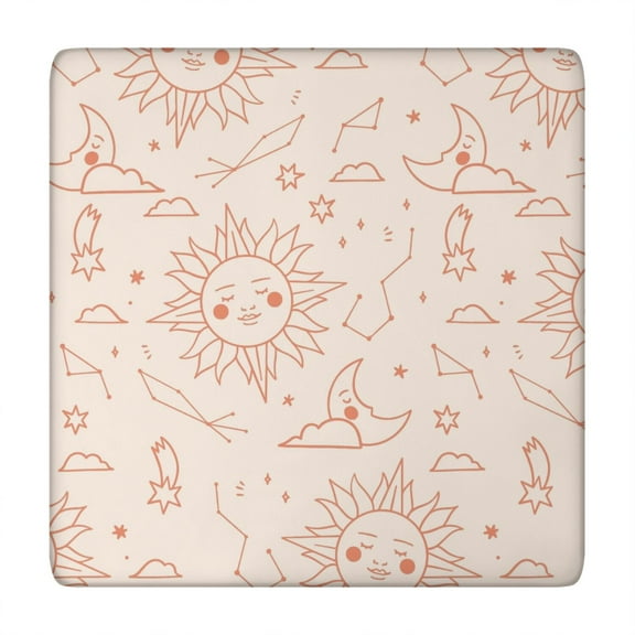 Fitted Tablecloth Celestial Elements Gothic Astral Star Map Cosmic Style, Waterproof Vinyl Tablecloth Backed for Daily Use