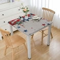 thumbnail image 1 of Fitted Tablecloth Elastic Edged Table Cover,Independence Day Patriotic Star Floral Wipeable Table Cloths for Kitchen Dining Party Fit up  Tables,Watercolor Poppy on Burlap, 1 of 7