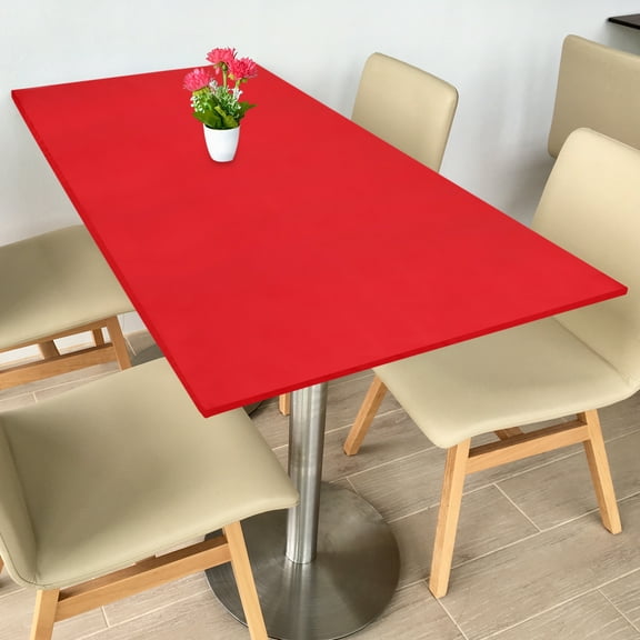 Fitted Tablecloth Fit 5ft Rectangle Table, Polyester Washable Spandex Stretch Table Cover with Elastic Edge for Picnic Camping Patio Outdoor (60"x30", Red)
