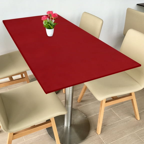 Fitted Tablecloth Fit 5ft Rectangle Table, Polyester Washable Spandex Stretch Table Cover with Elastic Edge for Picnic Camping Patio Outdoor (60"x30", Wine Red)
