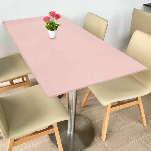 Fitted Tablecloth Fit 6ft Rectangle Table, Polyester Washable Spandex Stretch Table Cover with Elastic Edge for Picnic Camping Patio Outdoor (72"x30", Pink)