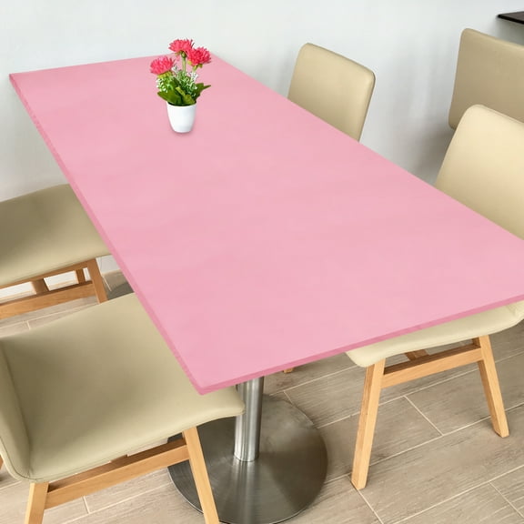 Fitted Tablecloth Fit 8ft Rectangle Table, Polyester Washable Spandex Stretch Table Cover with Elastic Edge for Picnic Camping Patio Outdoor (96"x30", Dark Pink)