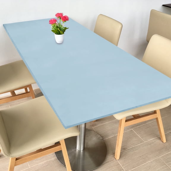 Fitted Tablecloth Fit 8ft Rectangle Table, Polyester Washable Spandex Stretch Table Cover with Elastic Edge for Picnic Camping Patio Outdoor (96"x30", Sky Blue)