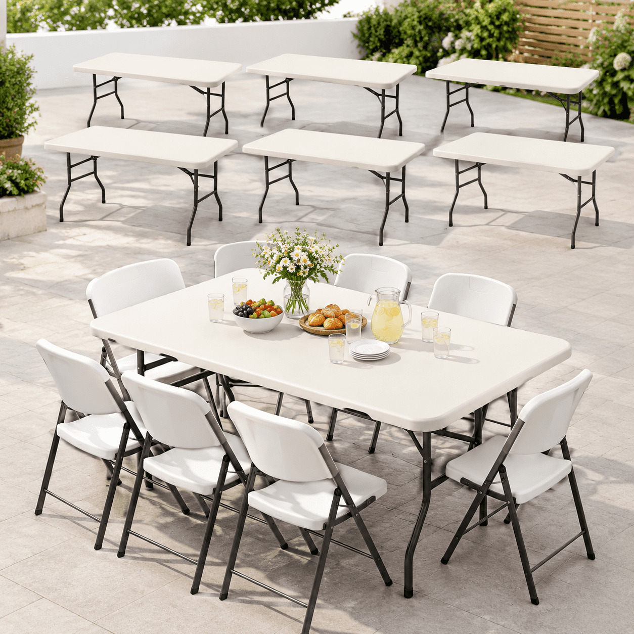 Fitted Tablecloth For 6 Foot Rectangle Tables-cream Picnic Table Cover ...