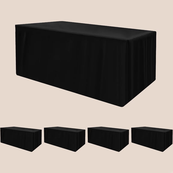 Fitted Tablecloth for Rectangle Tables, Water Repellent Fitted Table Covers, Wrinkle-Free Professional Look for Outdoor Vendor Booths & Craft Fairs, Black