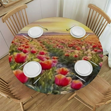 Fitted Tablecloth Round Elastic Table Cover