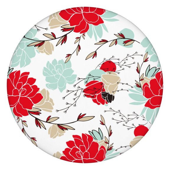 Fitted Tablecloth Round Floral and Wildflower Design Waterproof Table Cover, Backed, for Dining Room, Garden, Picnic, Summer Use