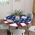 thumbnail image 1 of Fitted Tablecloth for Round Table,American Flag Table Cover with Elastic Edge Waterproof Table Cloth,Stripes Stars Blue Red and White Circle Table Covers for Kitchen Indoor Outdoor Picnic Party, 1 of 9