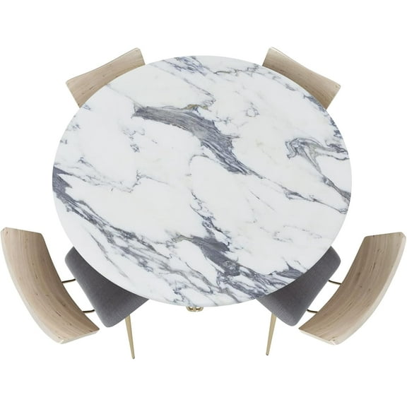 Fitted Tablecloth for Round Table,Light Color Marble Abstract Striped Cracks Table Cover with Elastic Edge Waterproof Table Cloth,Modern Stone Art Circle Table Covers for Kitchen Indoor 36-44in