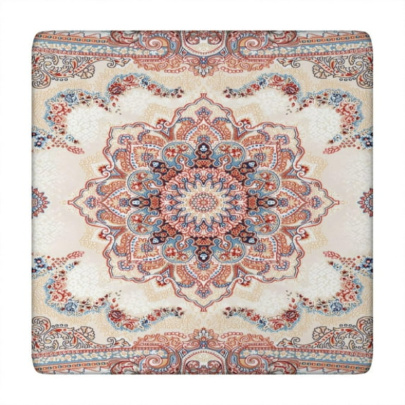 Fitted Tablecloth Square Abstract Hippie Tribal Style, Waterproof Vinyl, Backed, Elastic Edge for Dining or Camping