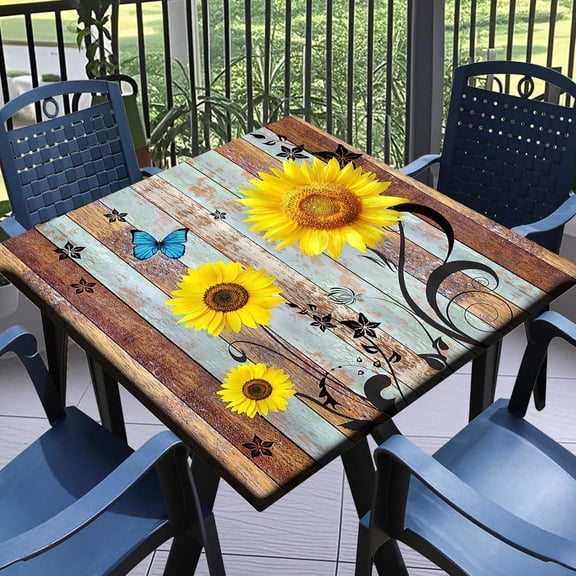 Fitted Tablecloth Square with Elastic Indoor Outdoor Table Cover Square Elastic Tablecloths for Tables Waterproof Wipeable Table Cloths for,Picnic,Kitchen,Dinner 36"X36"