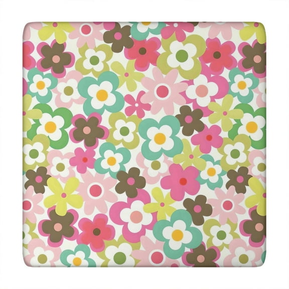 Fitted Tablecloth Square Floral Botanical Garden Style Waterproof Wipeable Table Cover, Backing for Indoor Outdoor Decor