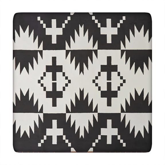 Fitted Tablecloth Square Floral Tribal Rustic Style, Waterproof Vinyl, Backed, Elastic Edge, Wipeable for Indoor Outdoor Table 34-36"