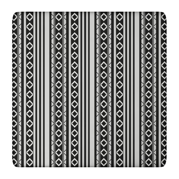 Fitted Tablecloth Square Floral Tribal Rustic Style, Waterproof Vinyl, Backed, Elastic Edge, Wipeable for Indoor Outdoor Table 34-36"
