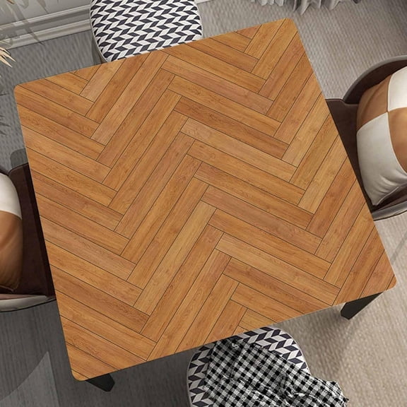 Fitted Tablecloth Square Table Cloth Wood Texture Cover Wood Parquet Tablecloths Waterproof Polyester Cloths with Elastic Edge for Indoor Outdoor Decor, Fit for 36"x36" Tables Style05