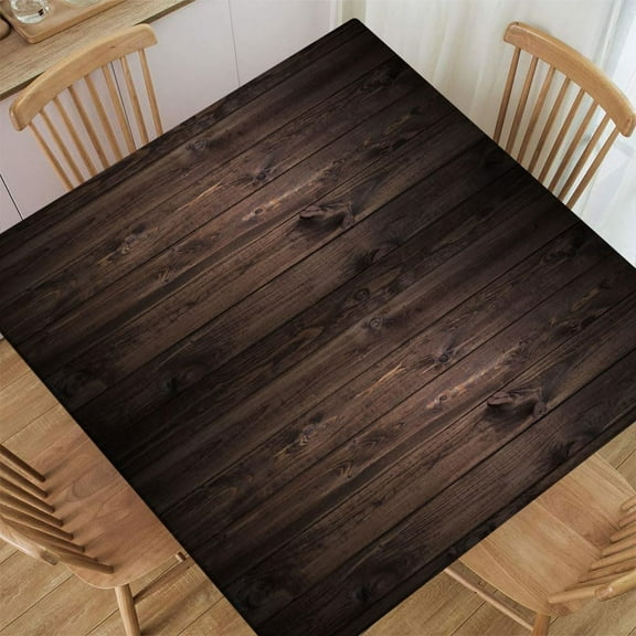 Fitted Tablecloth for Square Table Wooden Texture Background Table Cloth with Elastic Edge Washable Table Cover for Dining Wedding Party Picnic, Fitted for 36"x36" Table Deaign2769