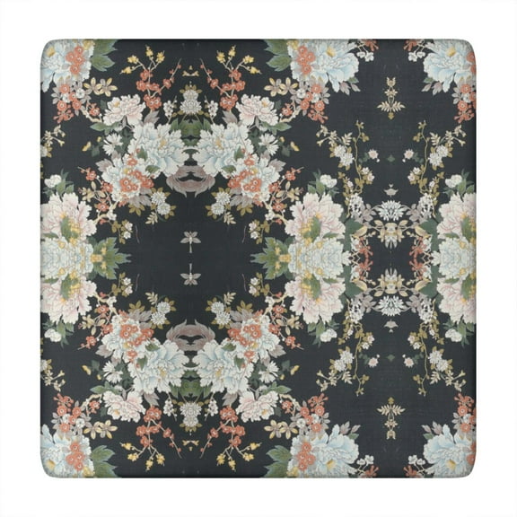 Fitted Tablecloth Square Watercolor Floral and Skull Graphic, Waterproof Durable Vinyl Table Cover for Rustic Autumn Dining Party Decor