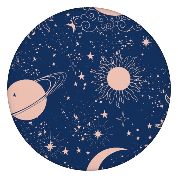 Fitted Tablecloth Steampunk Astral Constellation Lunar Eclipse Design, Waterproof Elastic Edge Vinyl, Backed Tablecloth for RV and Holiday Use