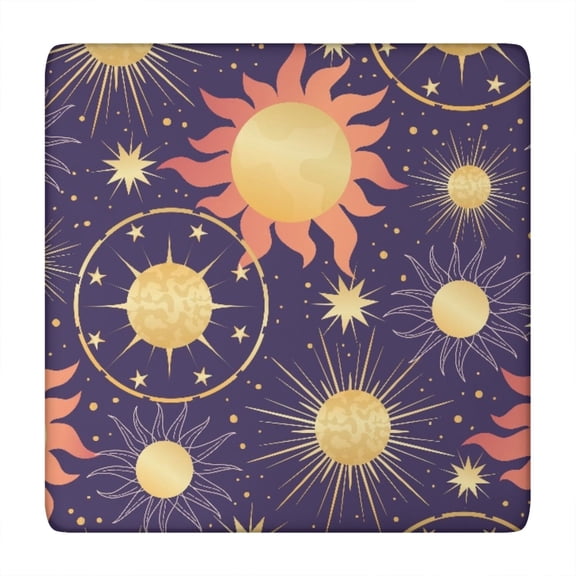 Fitted Tablecloth Steampunk Astral Constellation Lunar Eclipse Design, Waterproof Elastic Edge Vinyl, Backed Tablecloth for RV and Holiday Use