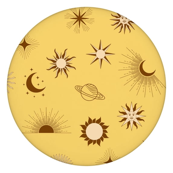 Fitted Tablecloth Steampunk Astral Constellation Lunar Eclipse Design, Waterproof Elastic Edge Vinyl, Backed Tablecloth for RV and Holiday Use