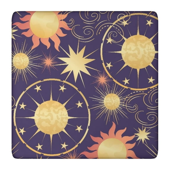 Fitted Tablecloth Steampunk Astral Constellation Lunar Eclipse Design, Waterproof Elastic Edge Vinyl, Backed Tablecloth for RV and Holiday Use