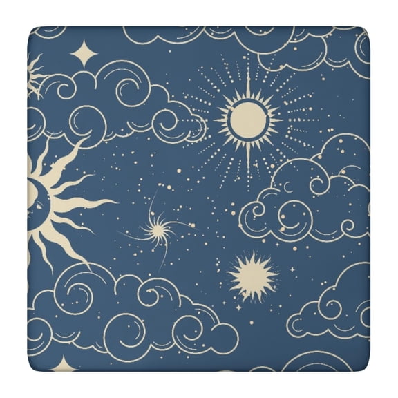 Fitted Tablecloth Sunburst Astral Celestial Gothic Dark Sky Art Design, Waterproof Vinyl Tablecloth with Elastic and Back