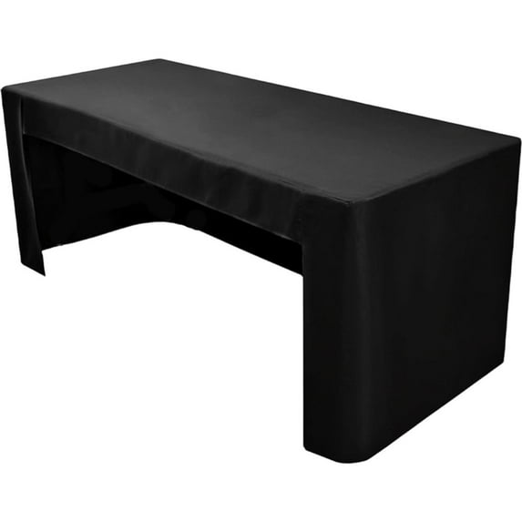 Fitted Tablecloth for 6 Foot Tables - Open Back Washable Polyester Rectangle Table Cover for Party Wedding Banquet Craft Show