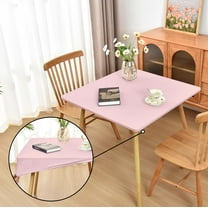 Fitted Tablecloth for Square Folding Table:Tight Stretchy Spandex Fabric Table Cloth with Elastic Edge Card Table Cover Not Vinyl Pink 34×34 Inch