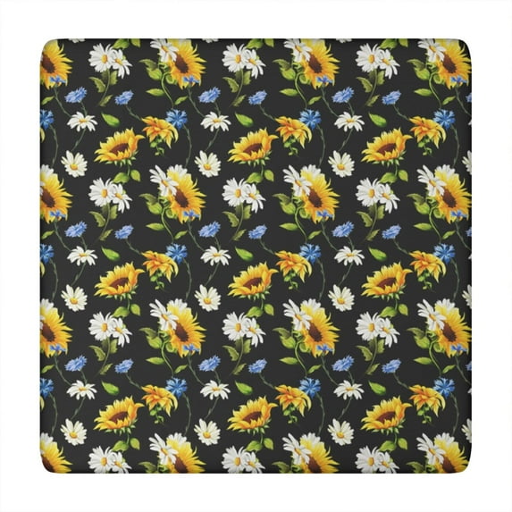 Fitted Tablecloth with Abstract Floral Watercolor Pattern, Elastic Table Cover for Square Tables, Waterproof for Dining, Garden, Rustic Use