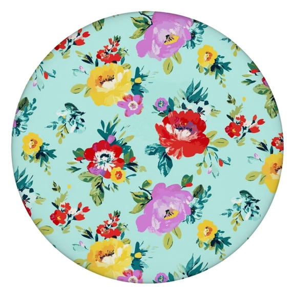 Fitted Tablecloth with Floral and Botanical Garden Illustration, Waterproof Elastic Vinyl Cover for Rustic Spring Summer Decor