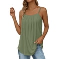 thumbnail image 1 of Fitted Tank Tops for Women, Yigetop Summer Tank Tops for Women 2025 Loose Fit Pleated Square Neck Sleeveless Shirt Curved Flowy Vest Basic Cotton Tee Sleeveless Tops for Women Green 2XL, 1 of 7